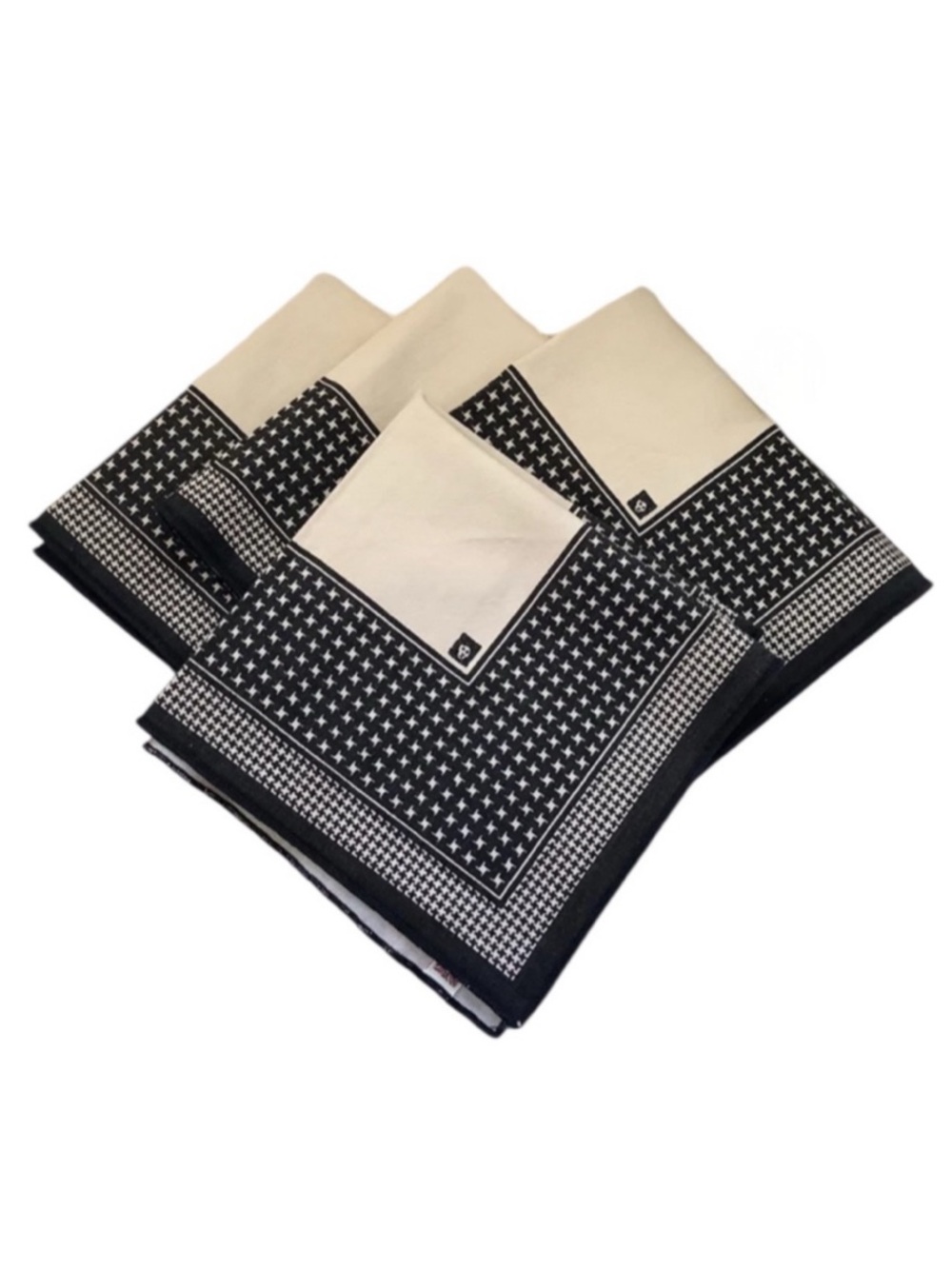 Vintage Anne Klein Houndstooth Style Lion Logo Napkins Set of 4